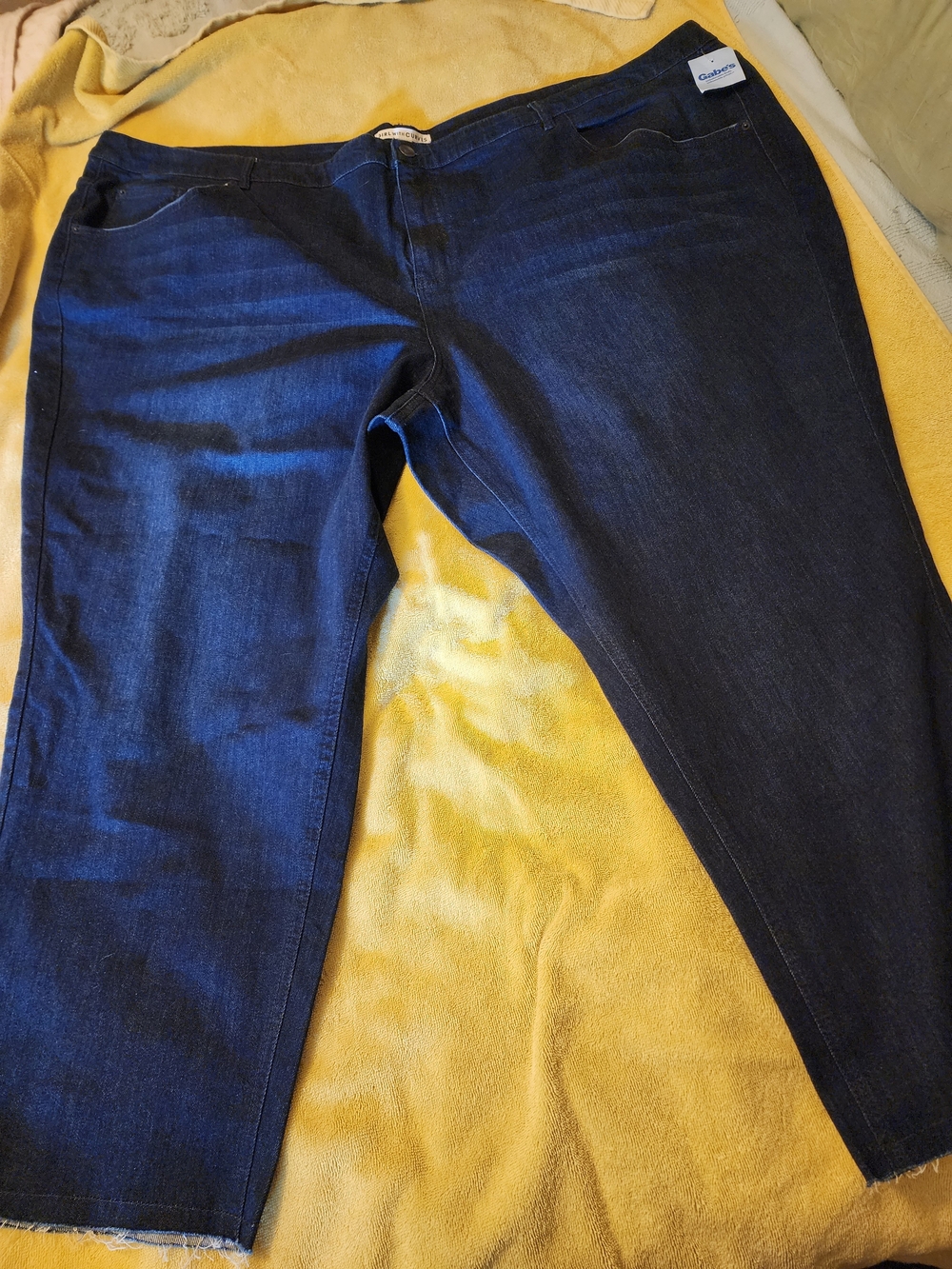 Girl With Curves Dark Wash Pull On Skinny Jeans Women's 34 WP Plus Raw Hem NWT